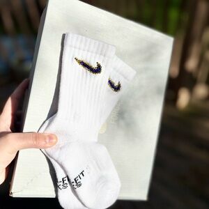 Kids Nike crew socks with rhinestones
